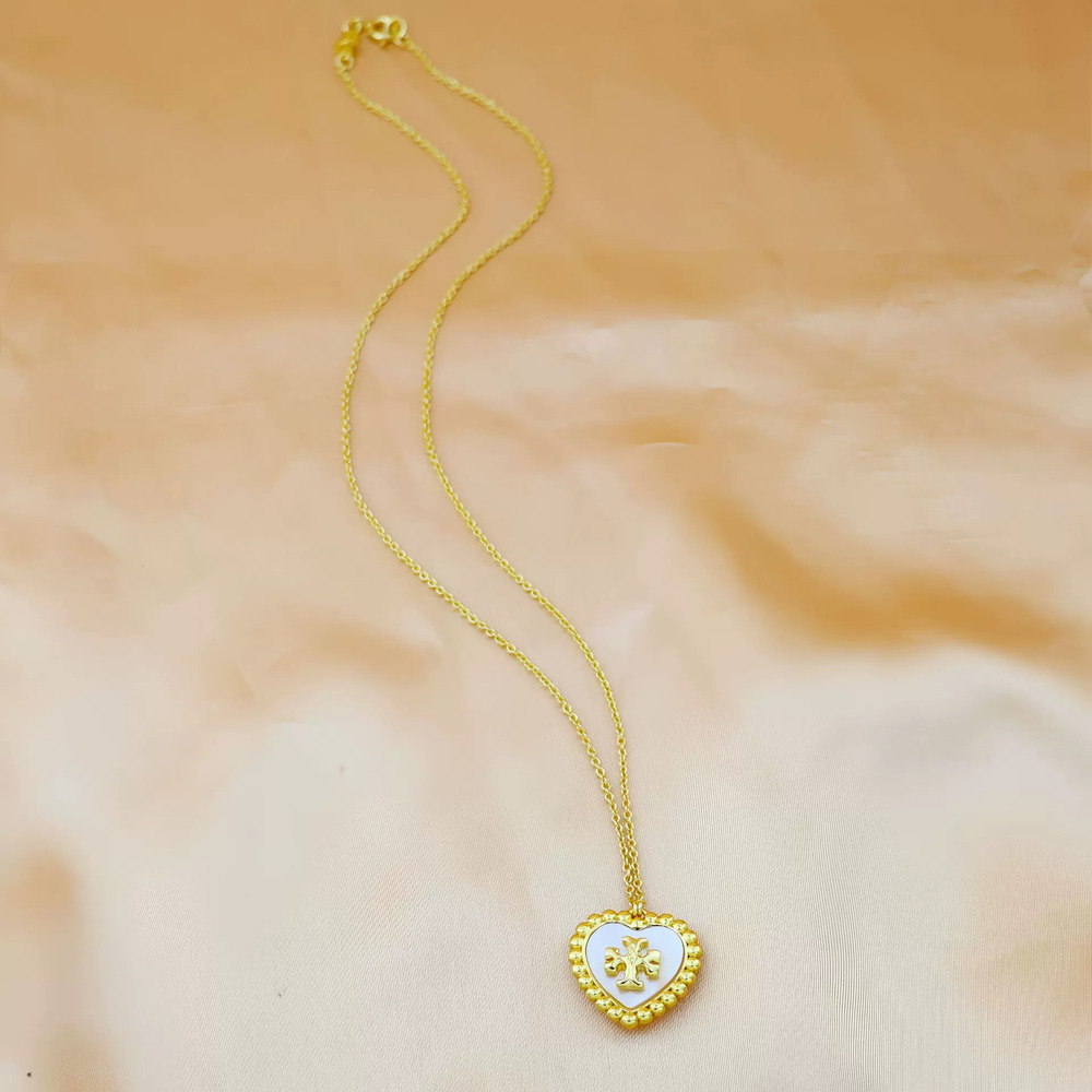 Tory Burch Classic Gold Plated Copper Mother of Pearl Double Necklace